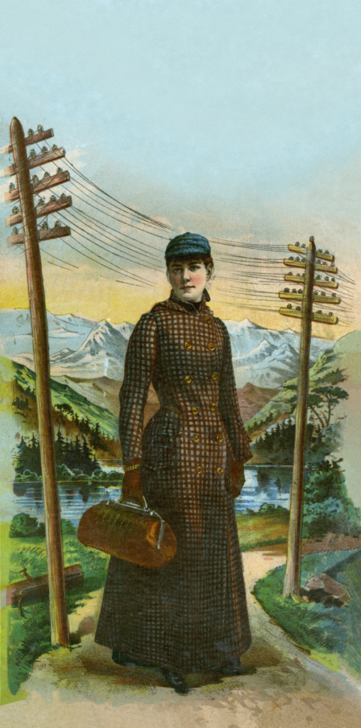 circa 1890 board game cover art for around the world with nellie bly by mcloughlin bros. text has been digitally removed