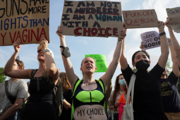 people protest after leak of u.s. supreme court draft majority opinion on roe v. Wade abortion rights decision in Washington