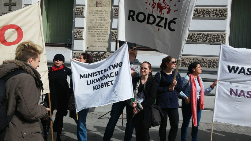 protest against changes in abortion law in poland partia razem april 3 2016 lodz piotrkowska street 04