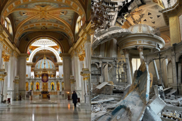 Cathedrale de la transfiguration Odessa avant apres